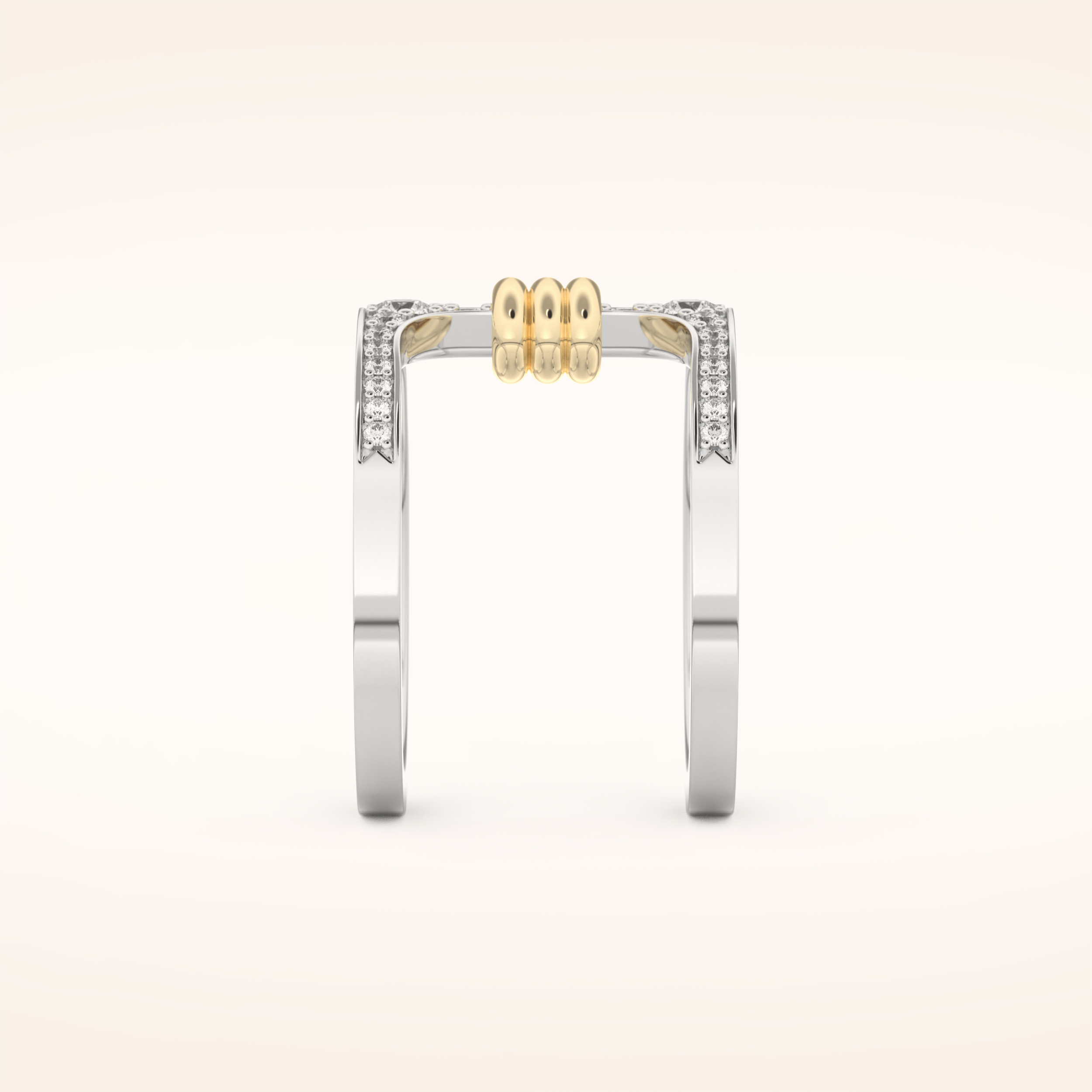 0.361 TCW Round Shaped Moissanite Multi Stone Double Shank Wedding Band