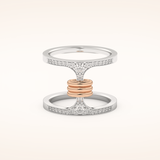 0.361 TCW Round Shaped Moissanite Multi Stone Double Shank Wedding Band