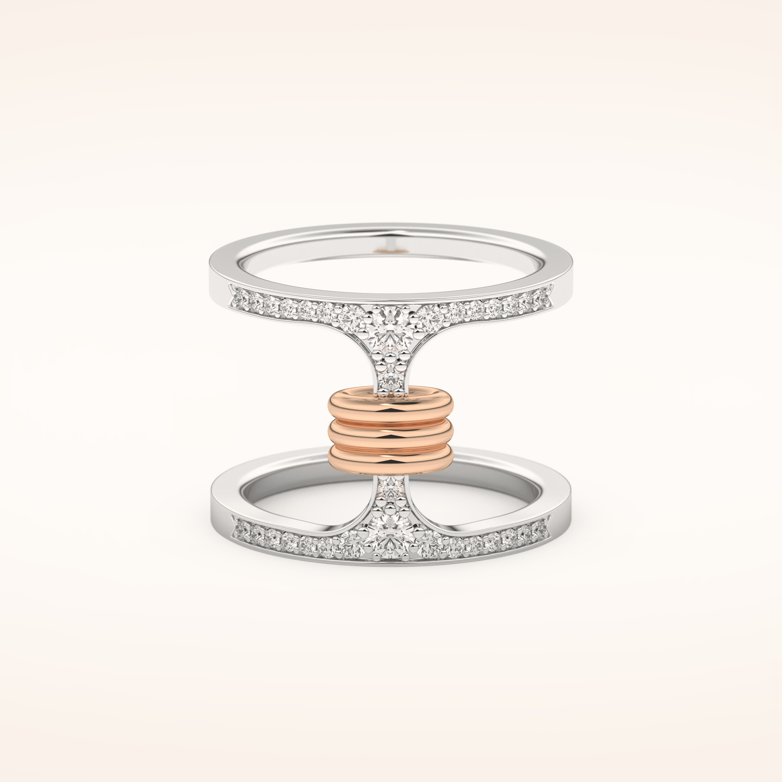 0.361 TCW Round Shaped Moissanite Multi Stone Double Shank Wedding Band