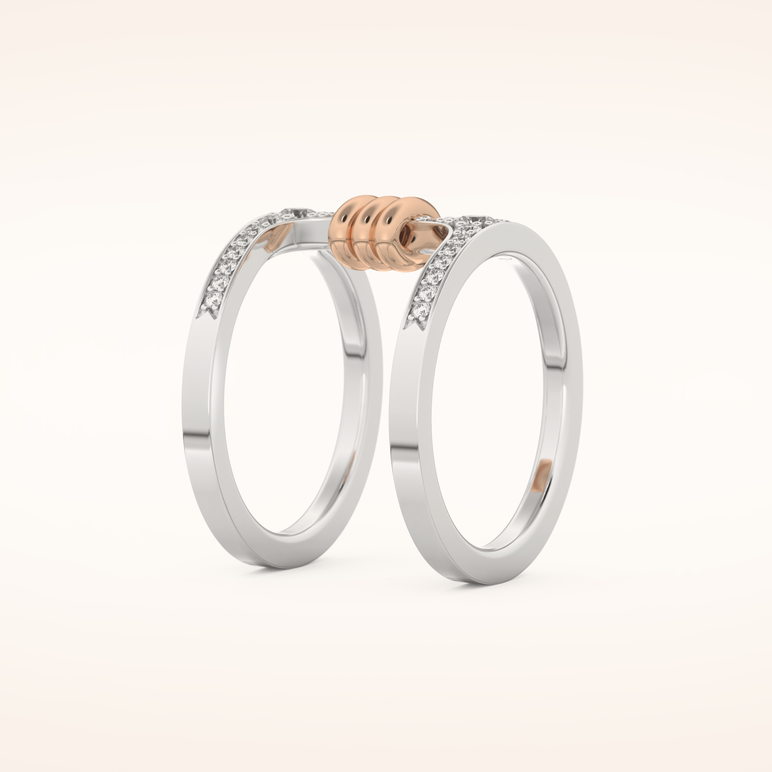 0.361 TCW Round Shaped Moissanite Multi Stone Double Shank Wedding Band