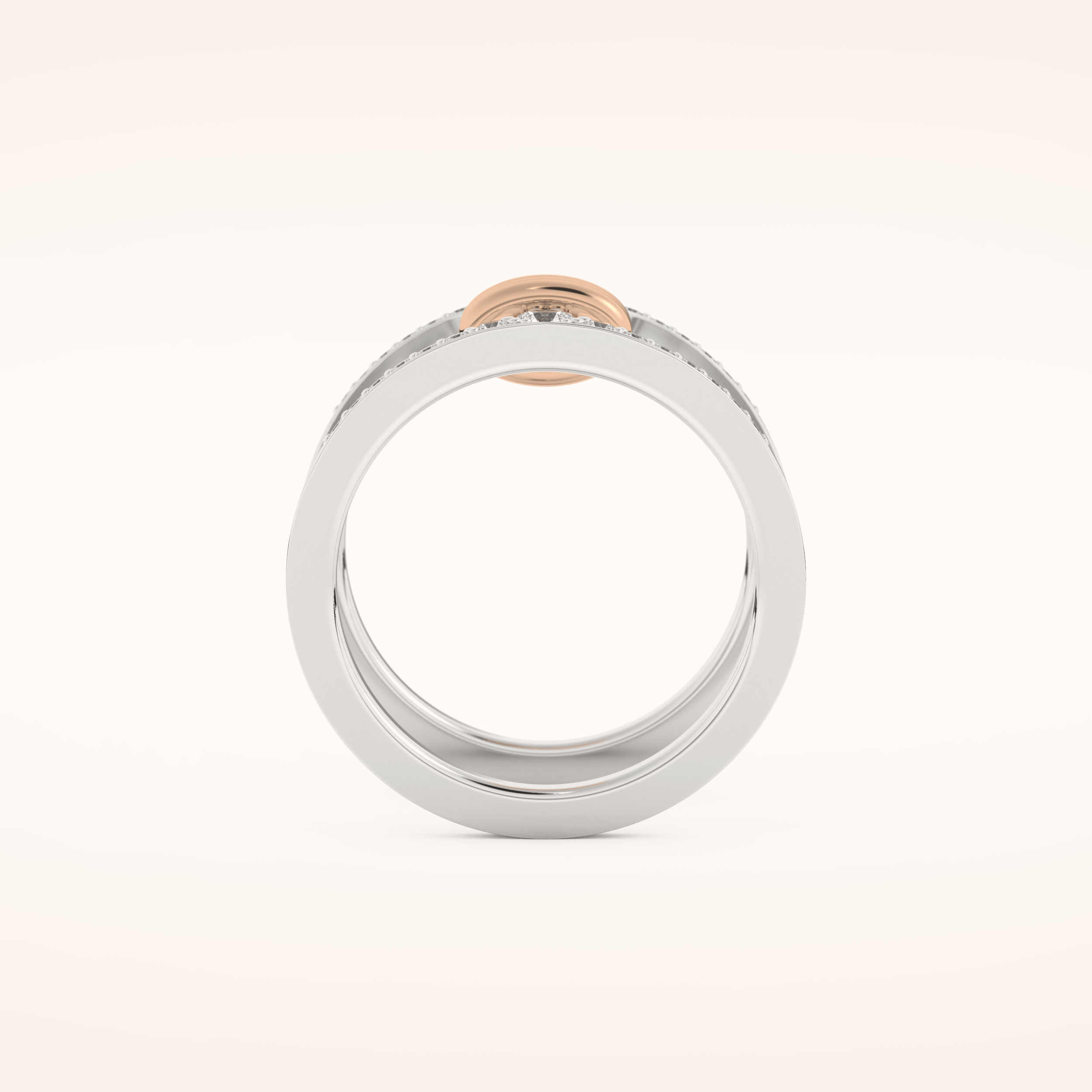 0.361 TCW Round Shaped Moissanite Multi Stone Double Shank Wedding Band