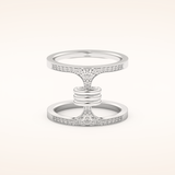 0.361 TCW Round Shaped Moissanite Multi Stone Double Shank Wedding Band
