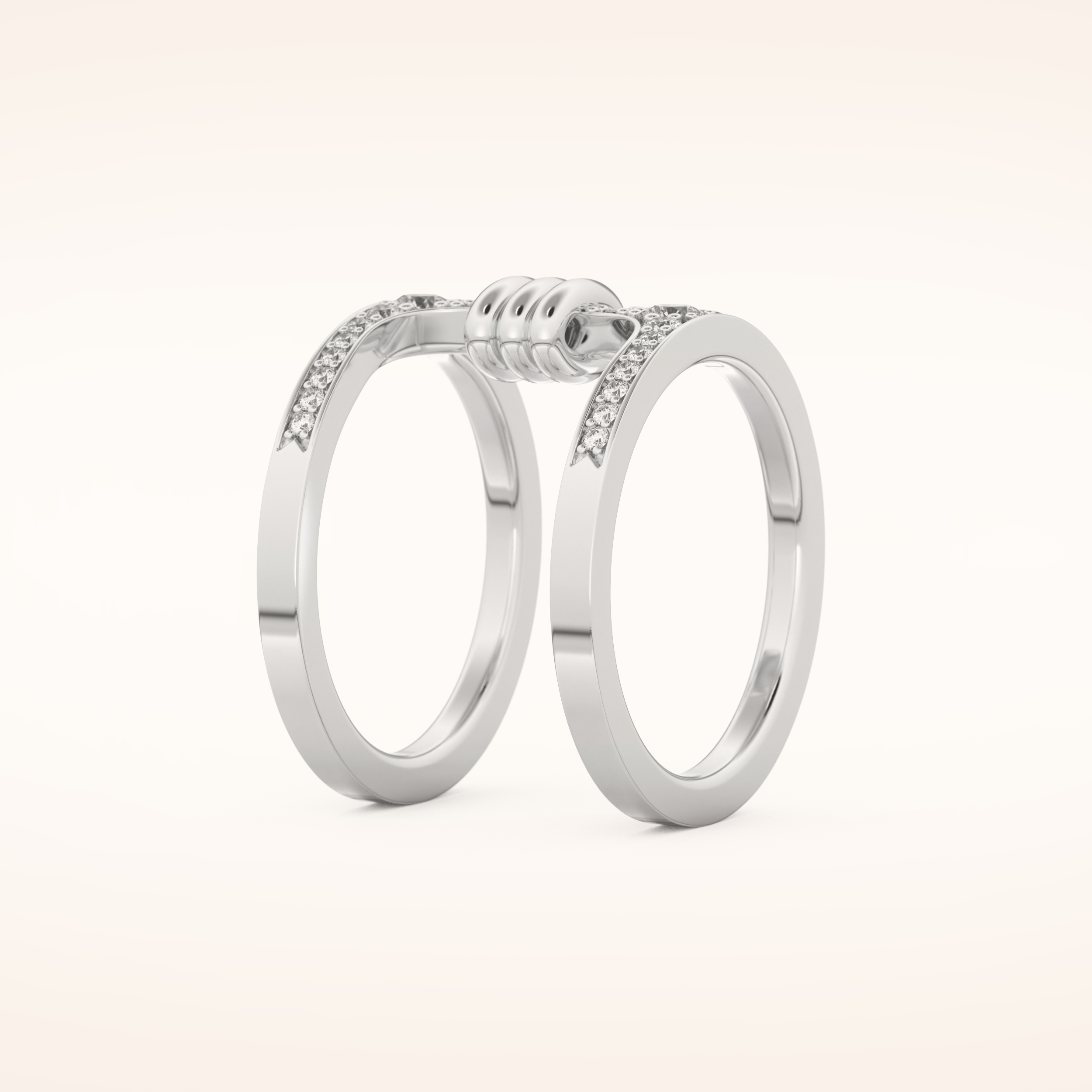 0.361 TCW Round Shaped Moissanite Multi Stone Double Shank Wedding Band