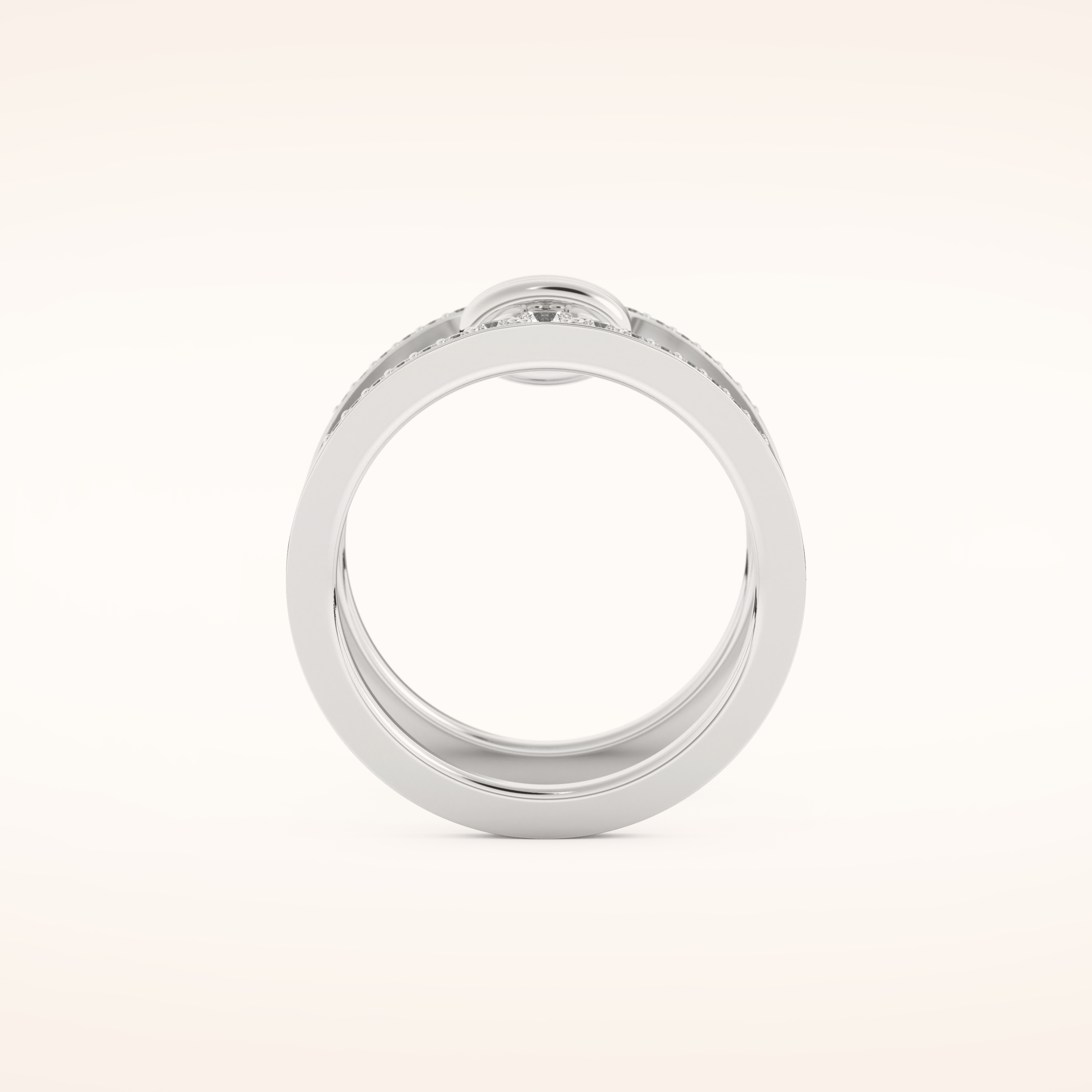 0.361 TCW Round Shaped Moissanite Multi Stone Double Shank Wedding Band