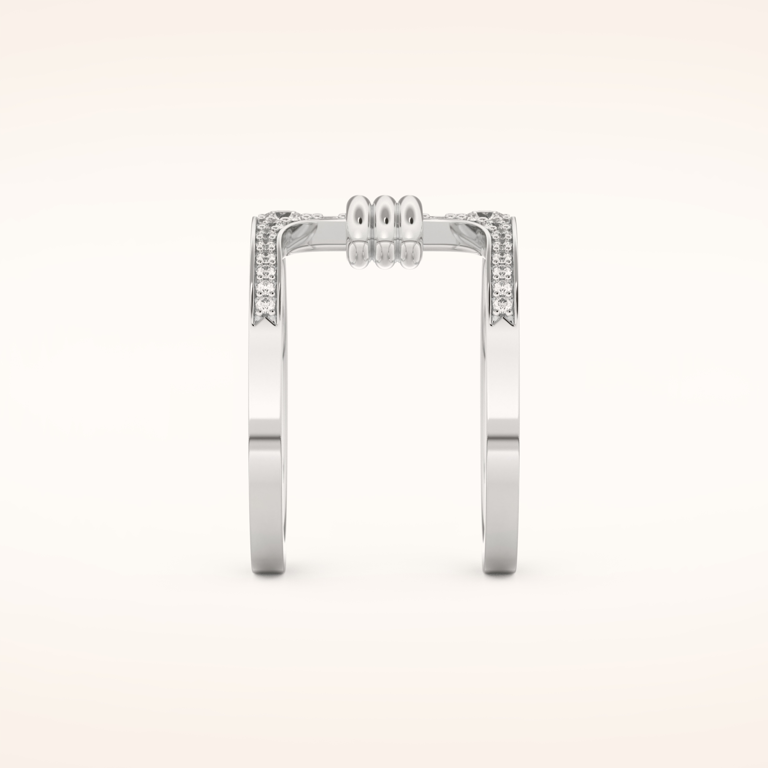 0.361 TCW Round Shaped Moissanite Multi Stone Double Shank Wedding Band