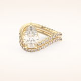 1.74 CT Pear Shaped Pave & Curved Shank Moissanite Engagement Ring