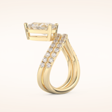 1.74 CT Pear Shaped Pave & Curved Shank Moissanite Engagement Ring