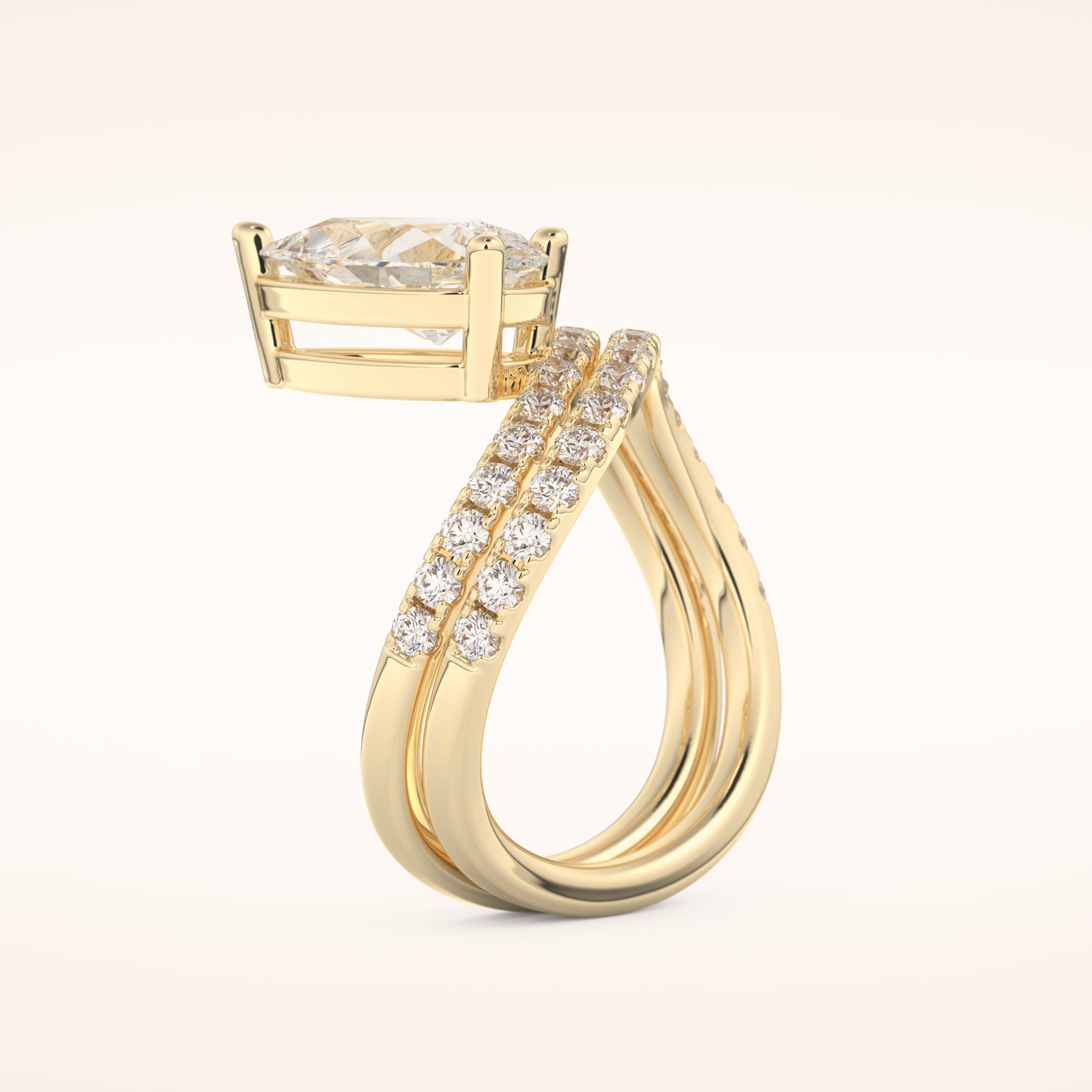1.74 CT Pear Shaped Pave & Curved Shank Moissanite Engagement Ring