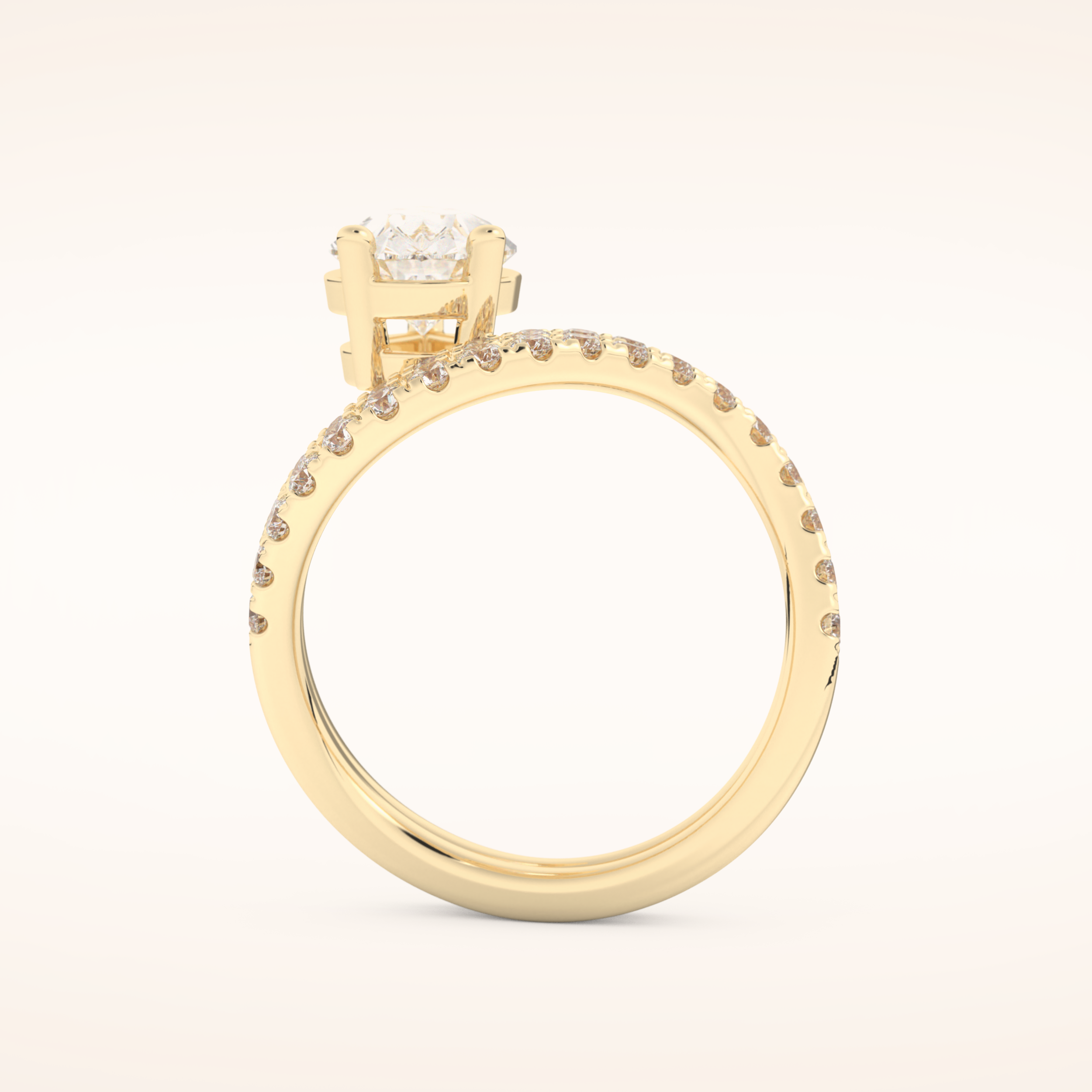 1.74 CT Pear Shaped Pave & Curved Shank Moissanite Engagement Ring