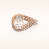 1.74 CT Pear Shaped Pave & Curved Shank Moissanite Engagement Ring