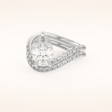 1.74 CT Pear Shaped Pave & Curved Shank Moissanite Engagement Ring
