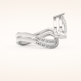 1.74 CT Pear Shaped Pave & Curved Shank Moissanite Engagement Ring