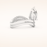 1.74 CT Pear Shaped Pave & Curved Shank Moissanite Engagement Ring
