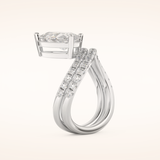 1.74 CT Pear Shaped Pave & Curved Shank Moissanite Engagement Ring