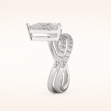 1.74 CT Pear Shaped Pave & Curved Shank Moissanite Engagement Ring