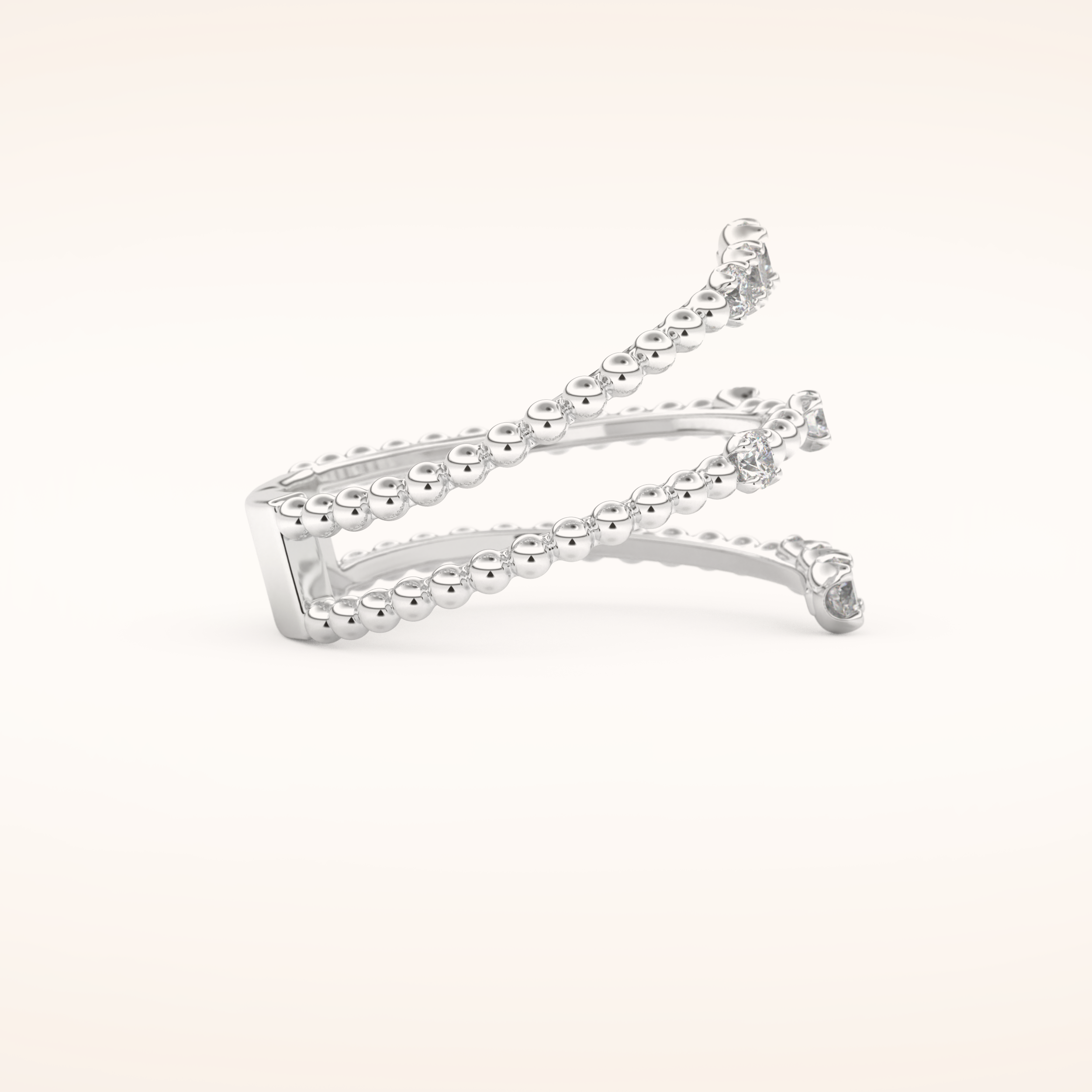 0.35 TCW Round Shaped Moissanite Spiral Wedding Band