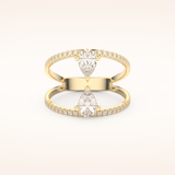 0.71 CT Pear Shaped Toi Et Moi Pave Moissanite Engagement Ring