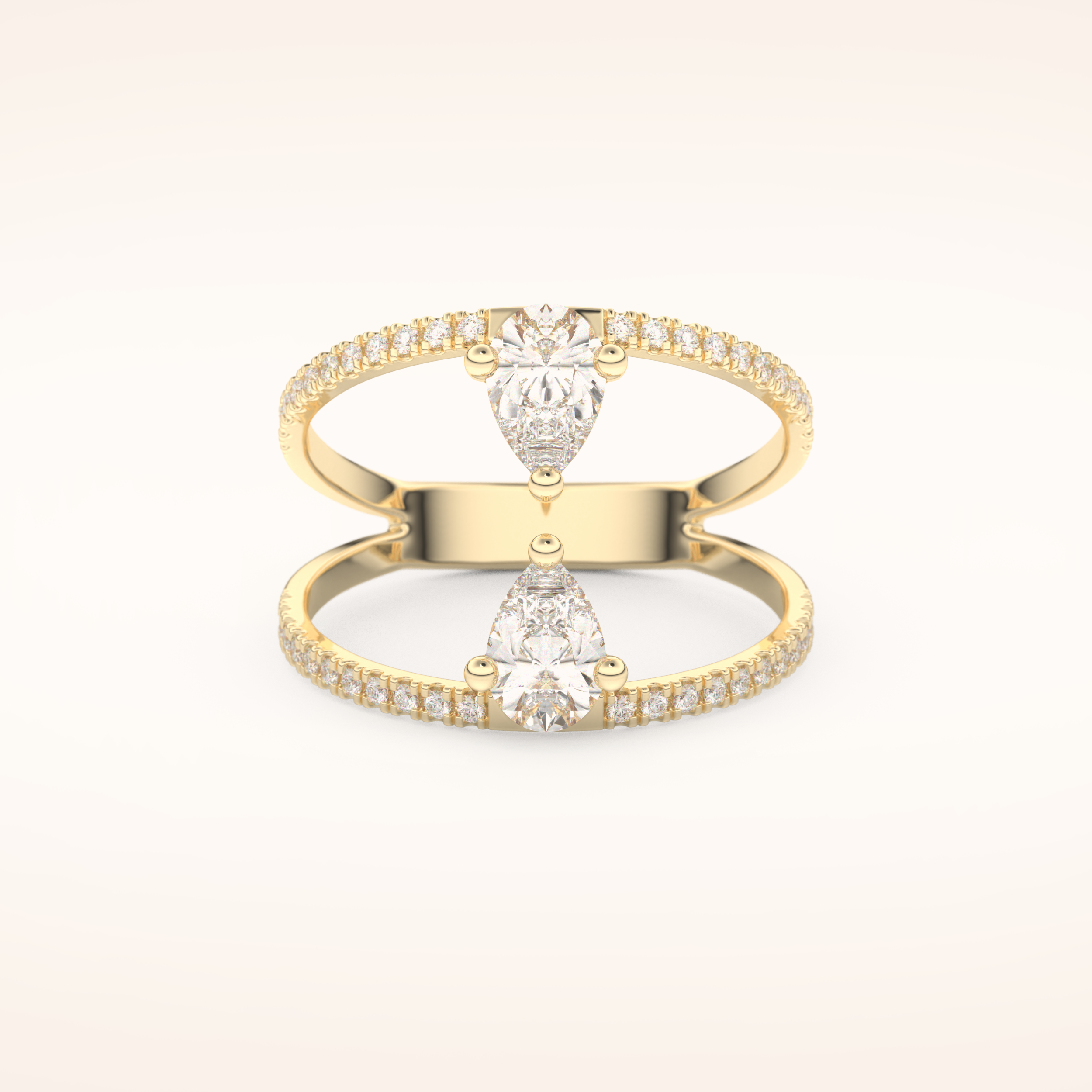 0.71 CT Pear Shaped Toi Et Moi Pave Moissanite Engagement Ring