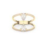Pear Two Stone & Pave Lab Grown Diamond Engagement Ring
