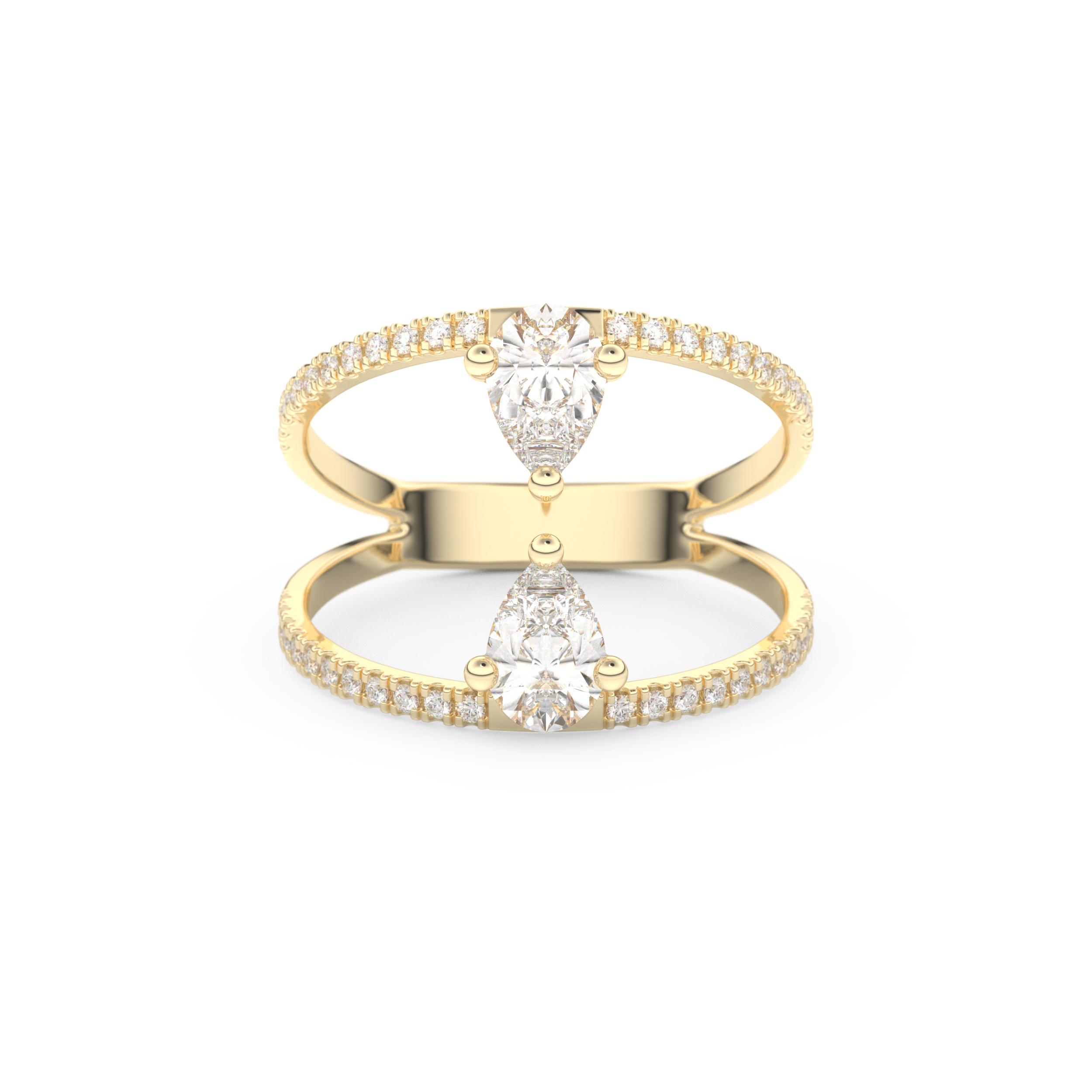 Pear Two Stone & Pave Lab Grown Diamond Engagement Ring