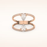 0.71 CT Pear Shaped Toi Et Moi Pave Moissanite Engagement Ring
