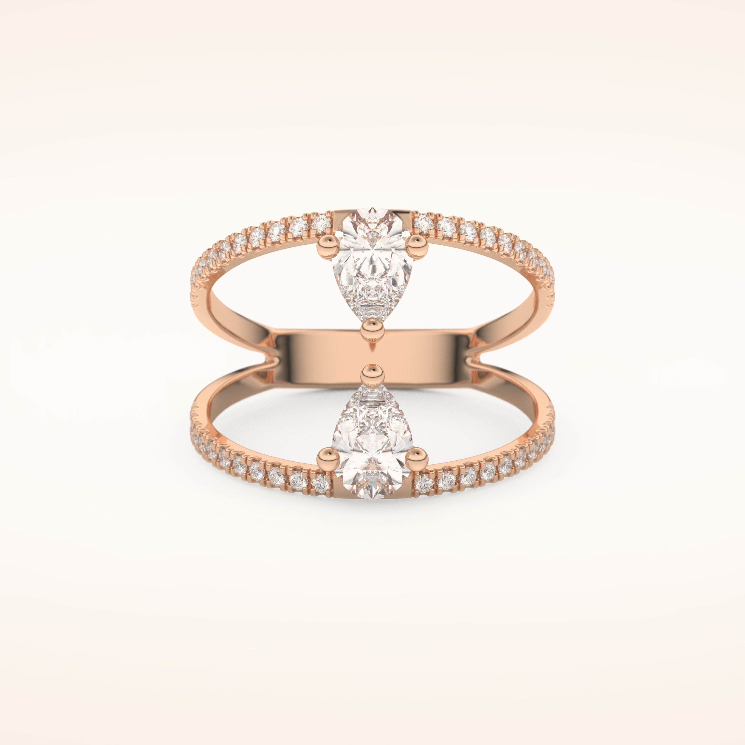 0.71 CT Pear Shaped Toi Et Moi Pave Moissanite Engagement Ring