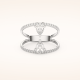 0.71 CT Pear Shaped Toi Et Moi Pave Moissanite Engagement Ring