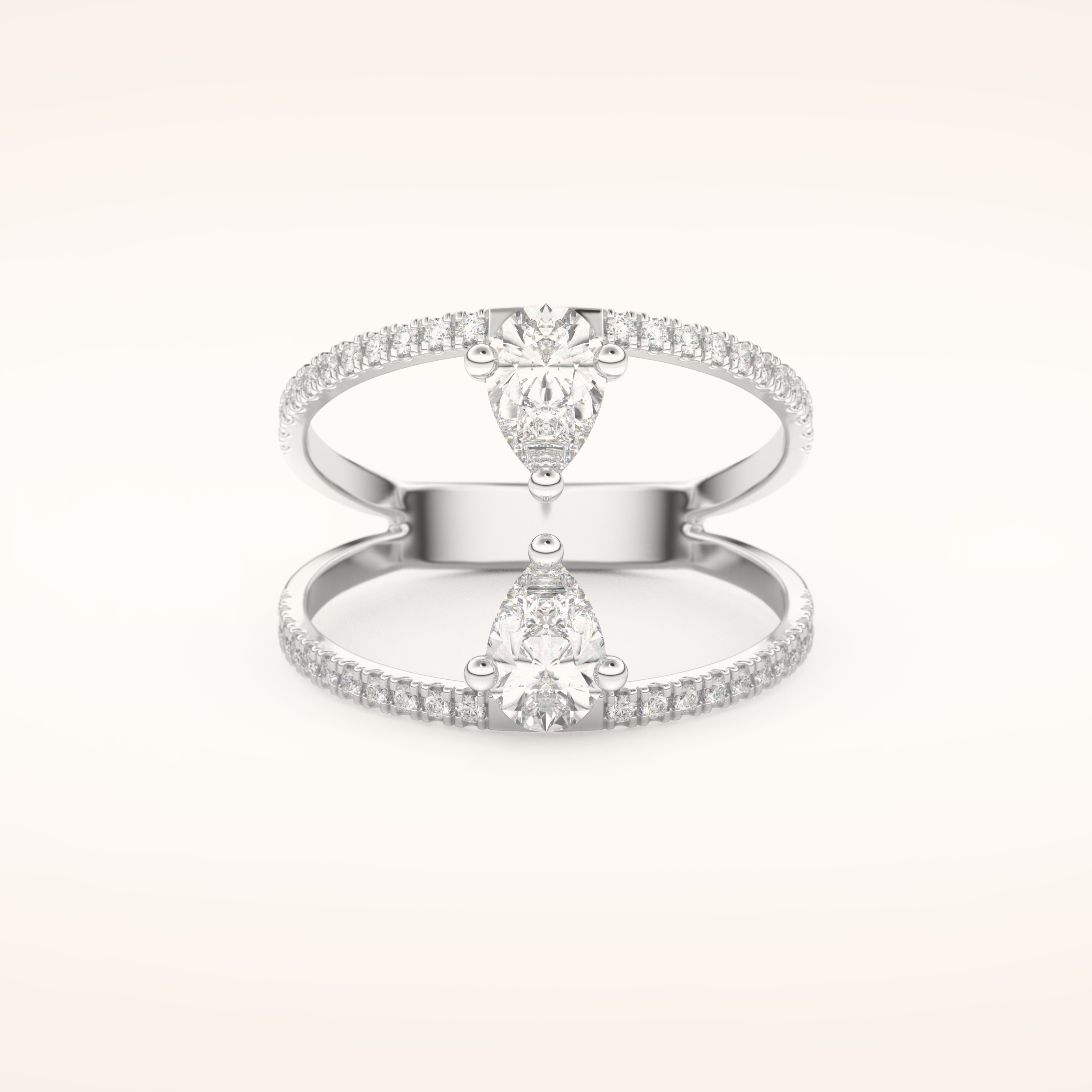 0.71 CT Pear Shaped Toi Et Moi Pave Moissanite Engagement Ring