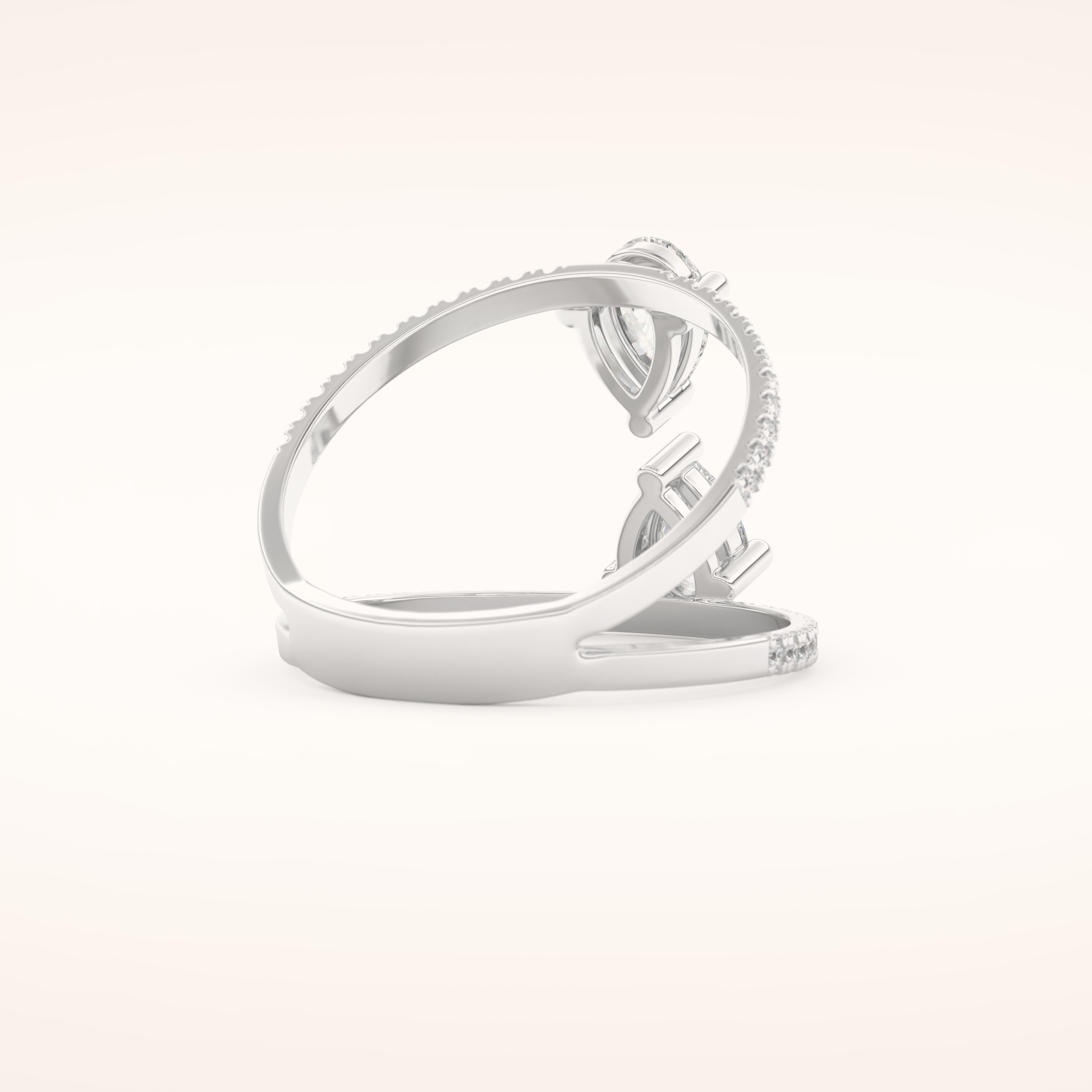 0.71 CT Pear Shaped Toi Et Moi Pave Moissanite Engagement Ring