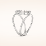 0.71 CT Pear Shaped Toi Et Moi Pave Moissanite Engagement Ring