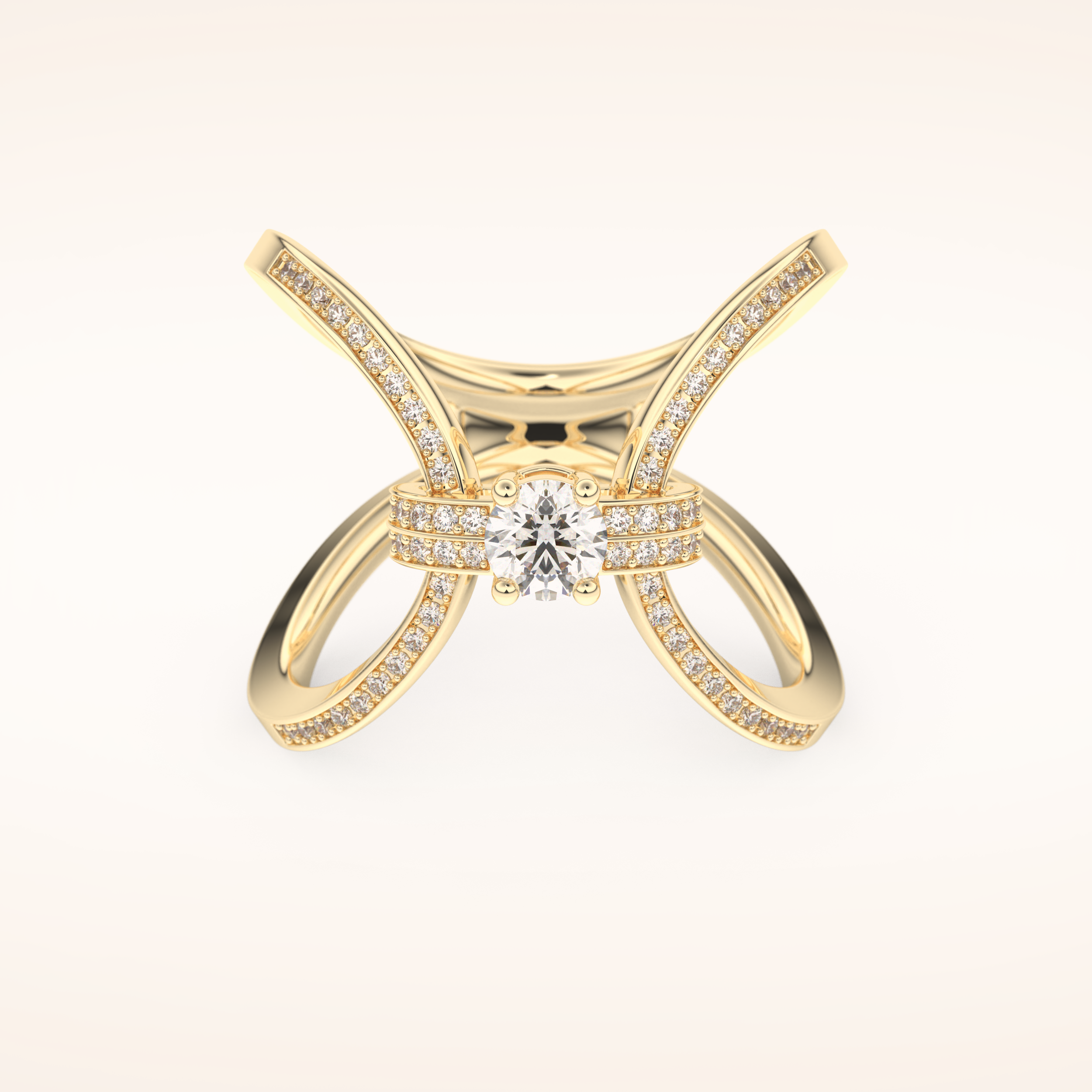 0.25 CT Round Shaped Double Curved Shank Moissanite Engagement Ring