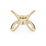 Round Curved Shank & Pave Lab Grown Diamond Engagement Ring