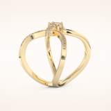0.25 CT Round Shaped Double Curved Shank Moissanite Engagement Ring