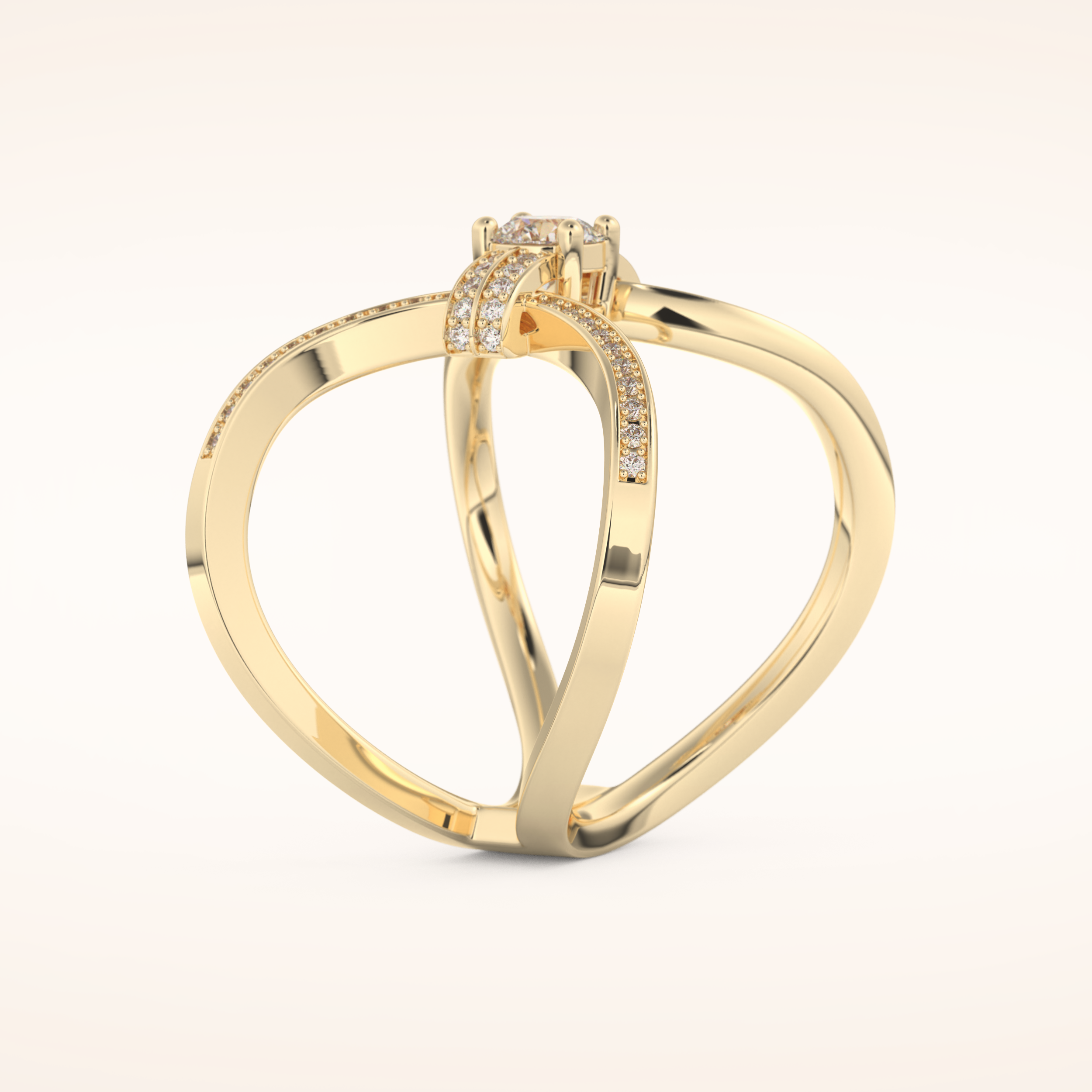 0.25 CT Round Shaped Double Curved Shank Moissanite Engagement Ring