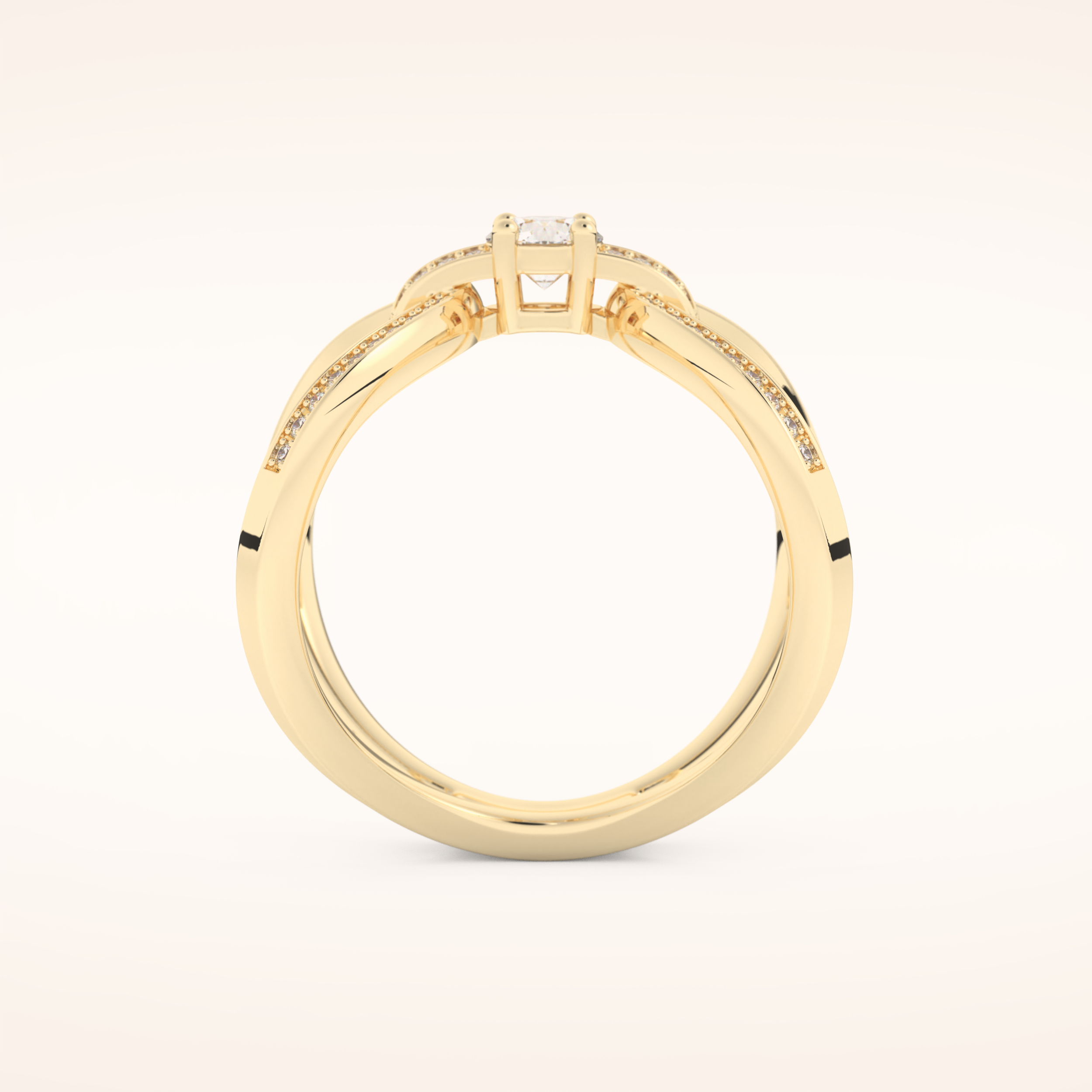 0.25 CT Round Shaped Double Curved Shank Moissanite Engagement Ring