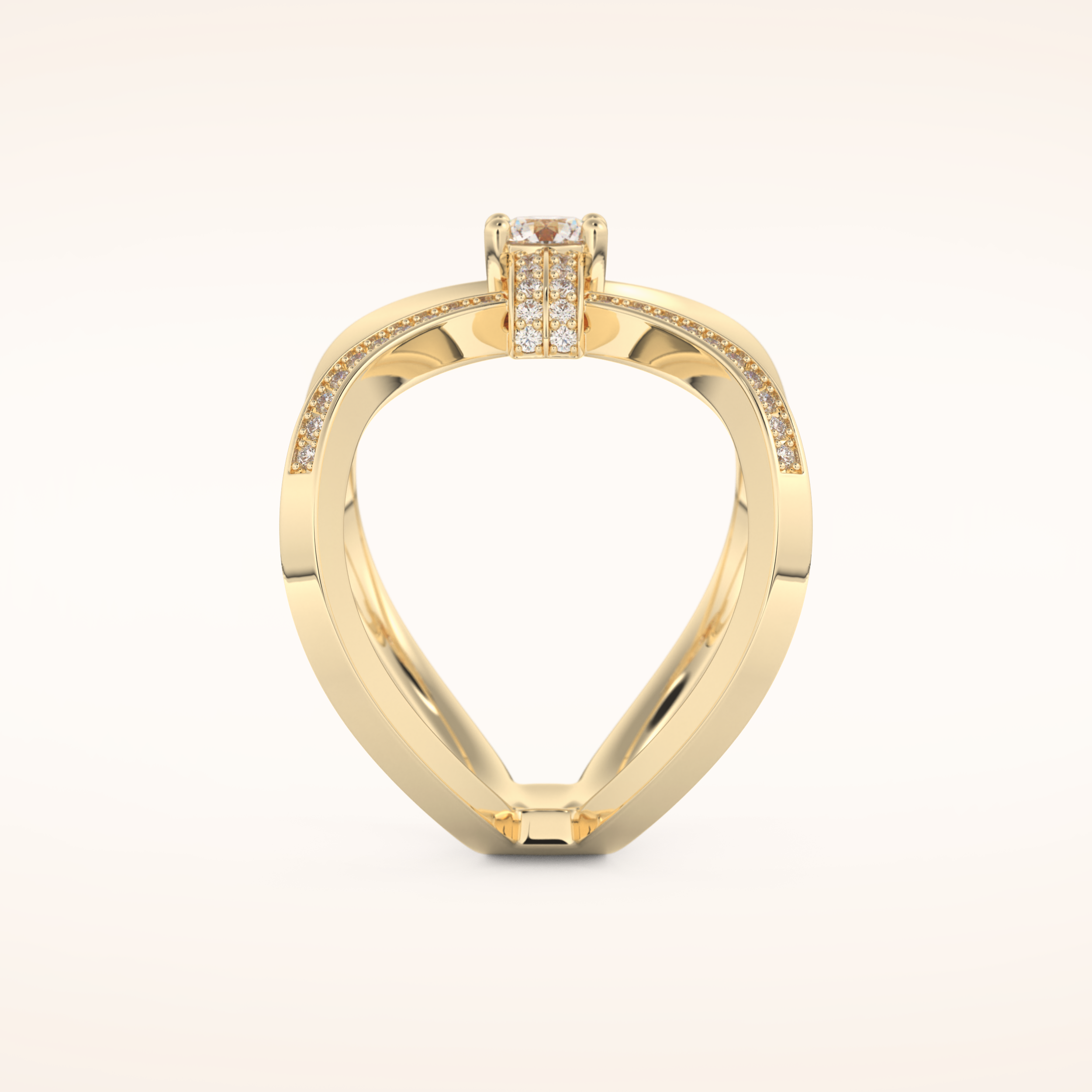 0.25 CT Round Shaped Double Curved Shank Moissanite Engagement Ring