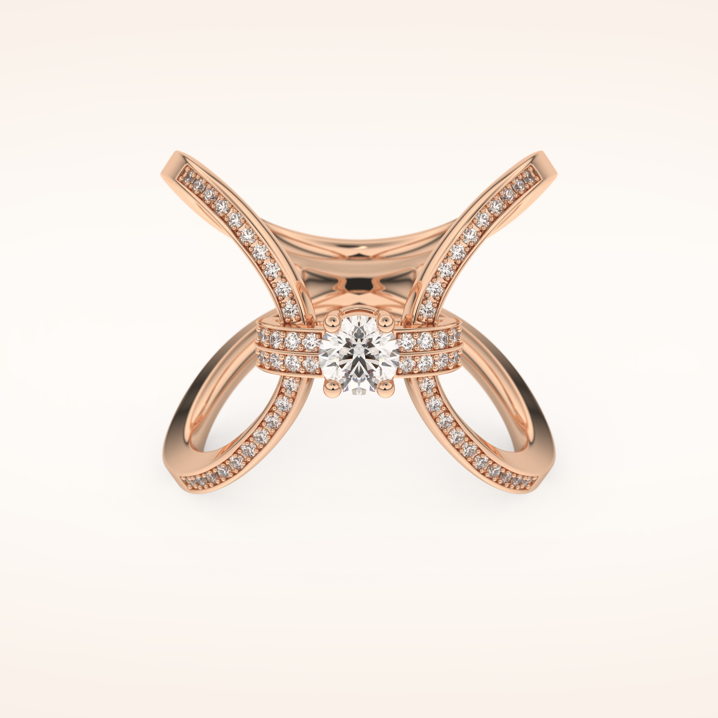 0.25 CT Round Shaped Double Curved Shank Moissanite Engagement Ring