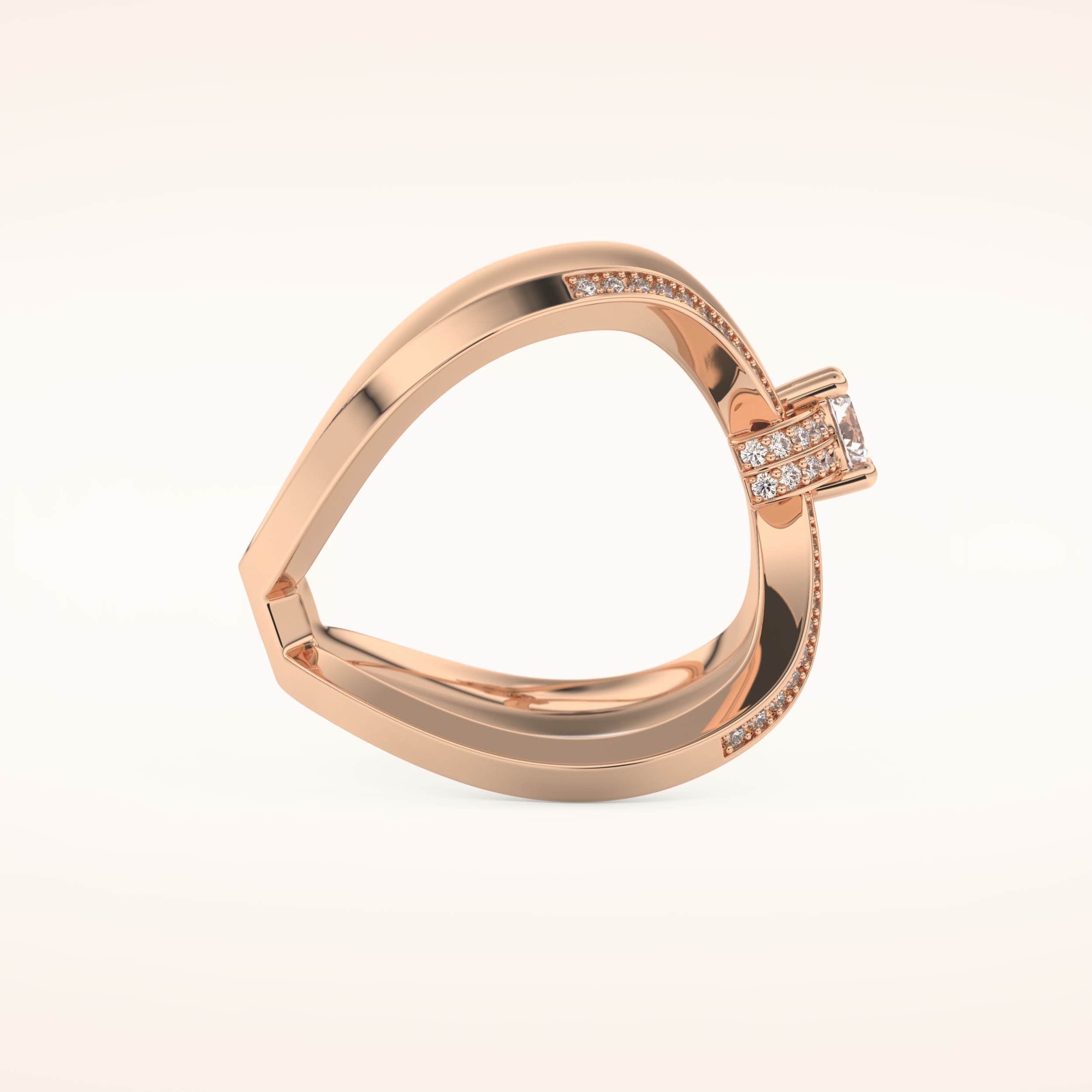 0.25 CT Round Shaped Double Curved Shank Moissanite Engagement Ring