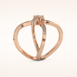 0.25 CT Round Shaped Double Curved Shank Moissanite Engagement Ring