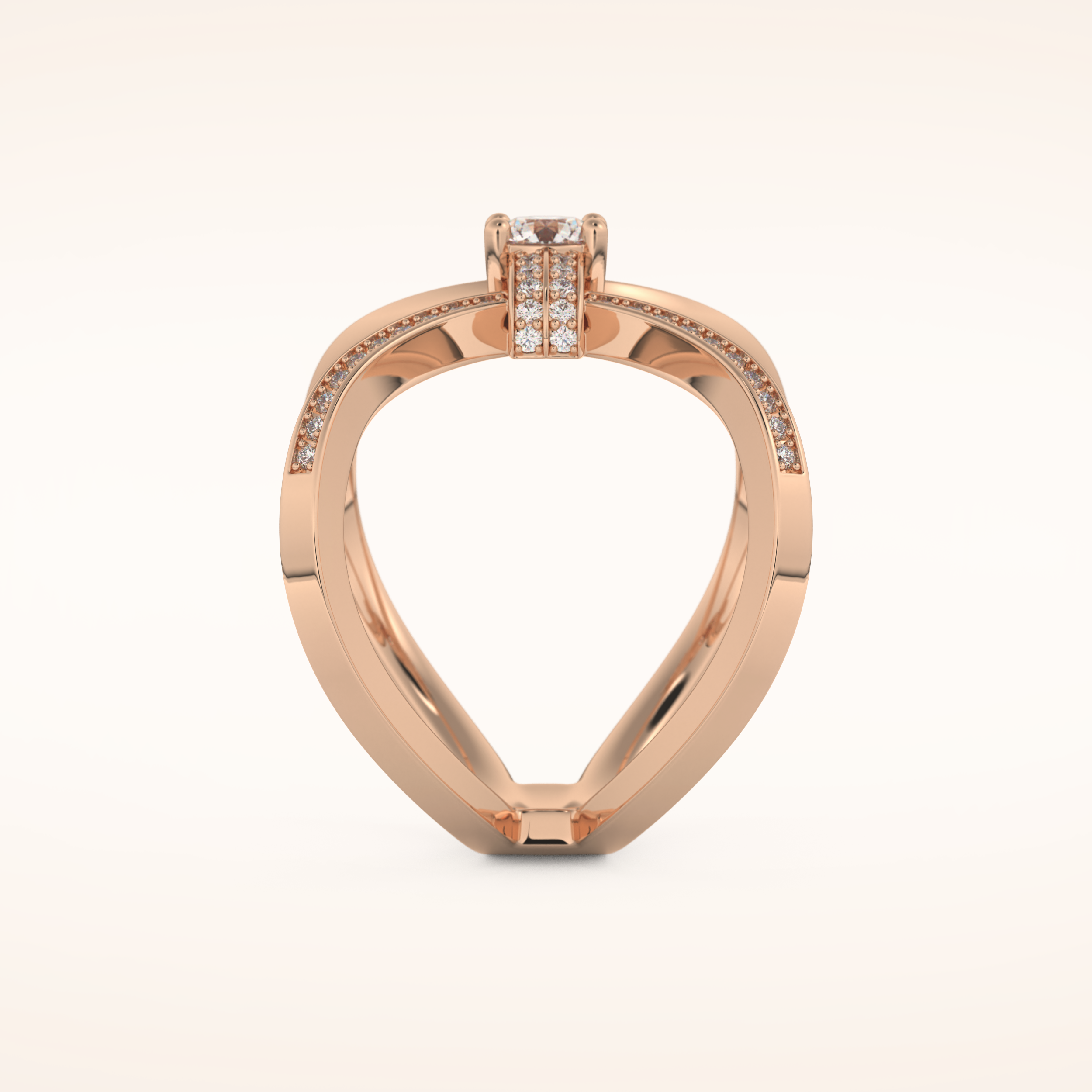 0.25 CT Round Shaped Double Curved Shank Moissanite Engagement Ring