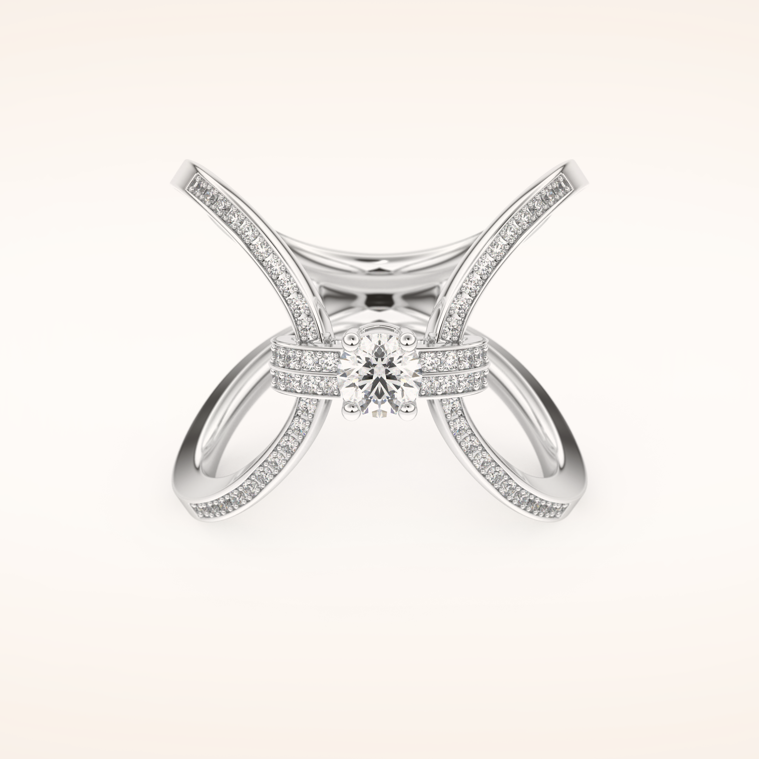 0.25 CT Round Shaped Double Curved Shank Moissanite Engagement Ring
