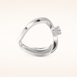 0.25 CT Round Shaped Double Curved Shank Moissanite Engagement Ring