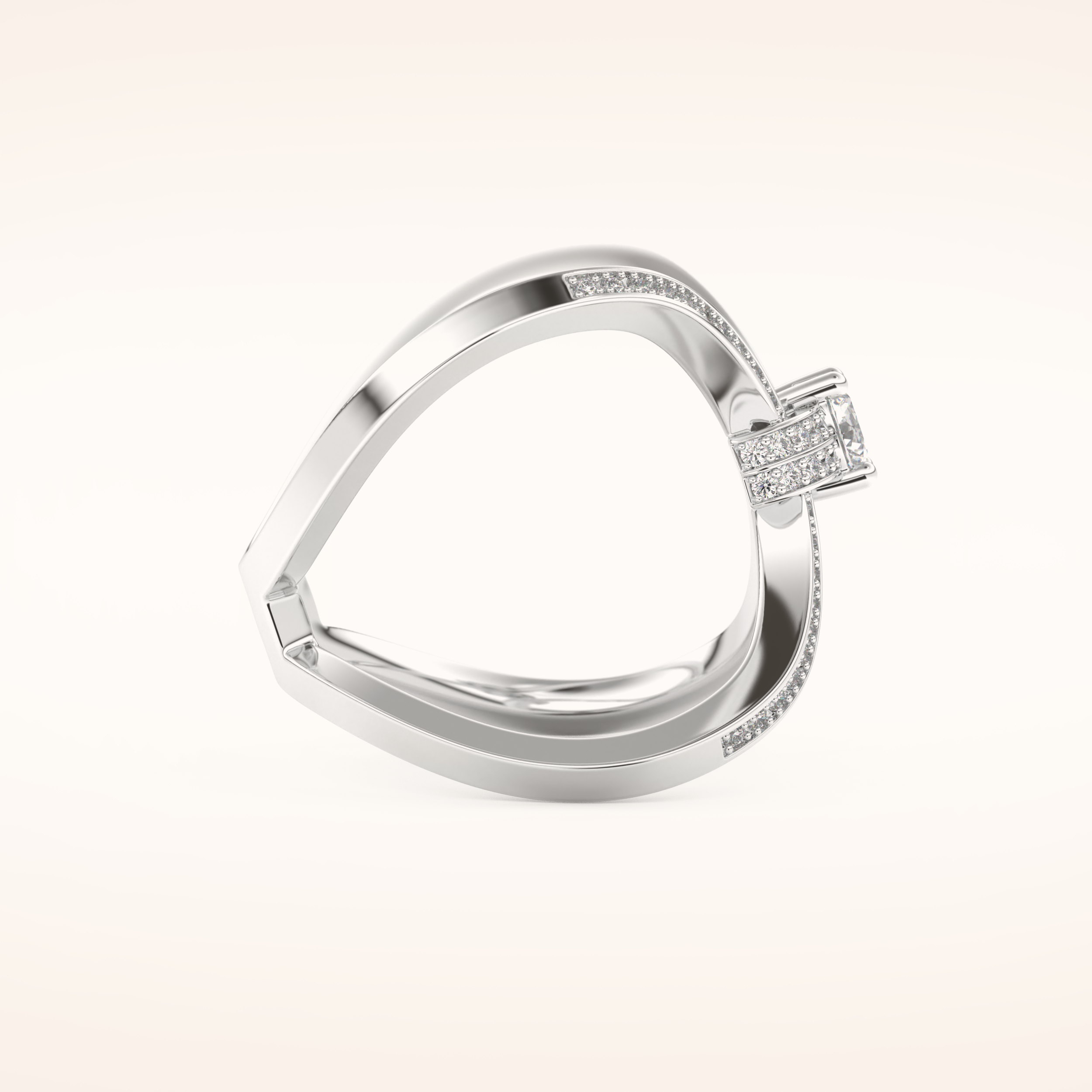 0.25 CT Round Shaped Double Curved Shank Moissanite Engagement Ring