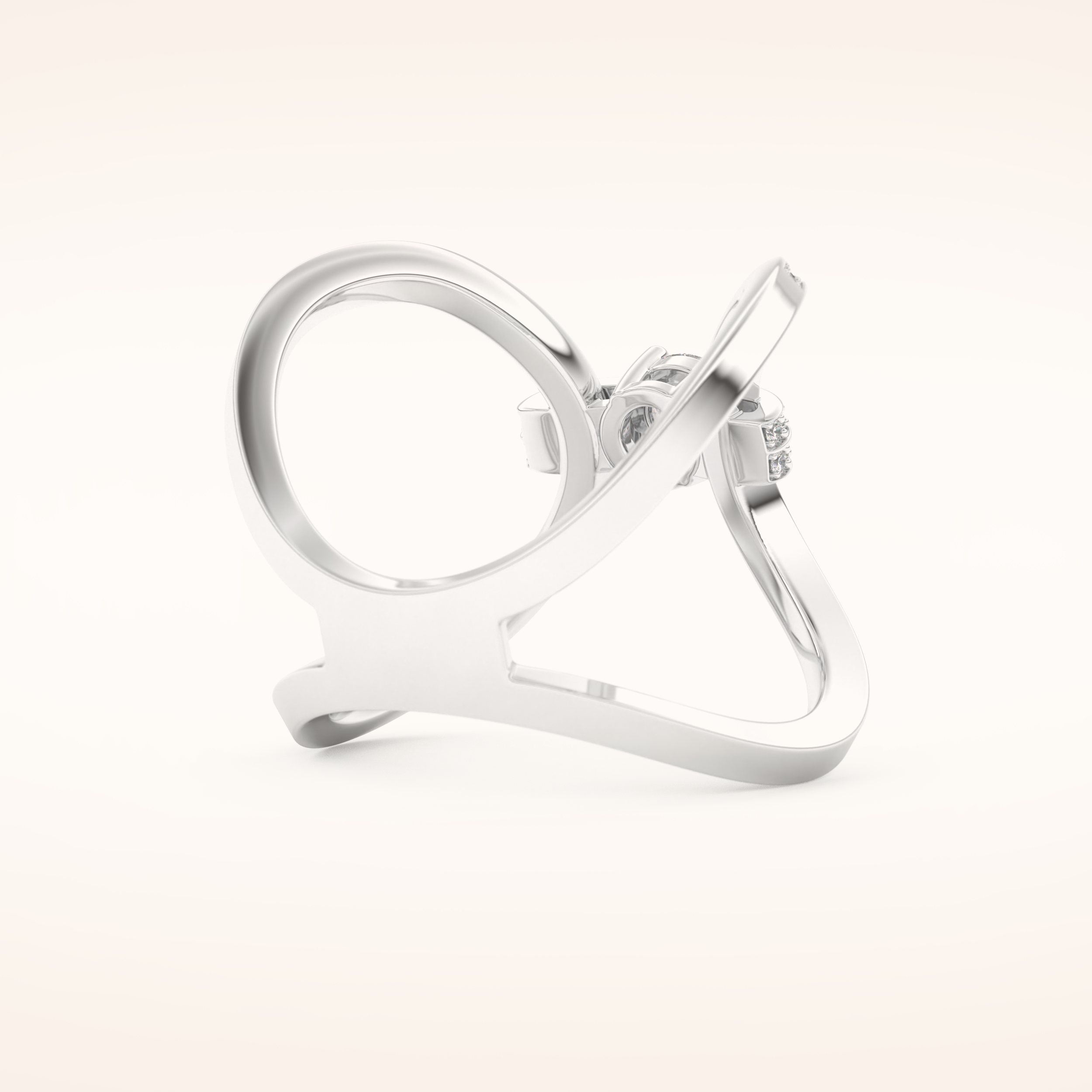 0.25 CT Round Shaped Double Curved Shank Moissanite Engagement Ring