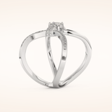 0.25 CT Round Shaped Double Curved Shank Moissanite Engagement Ring