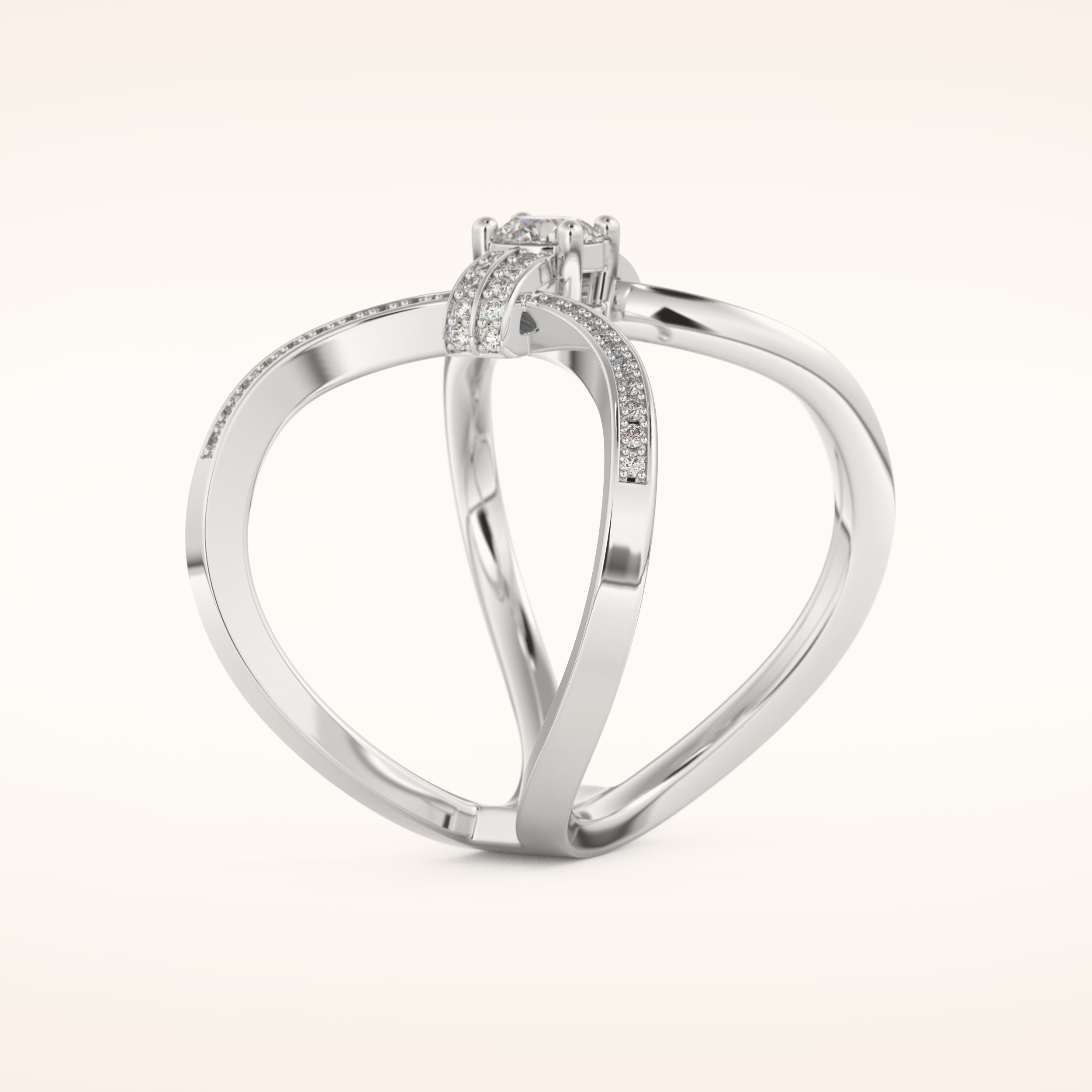 0.25 CT Round Shaped Double Curved Shank Moissanite Engagement Ring