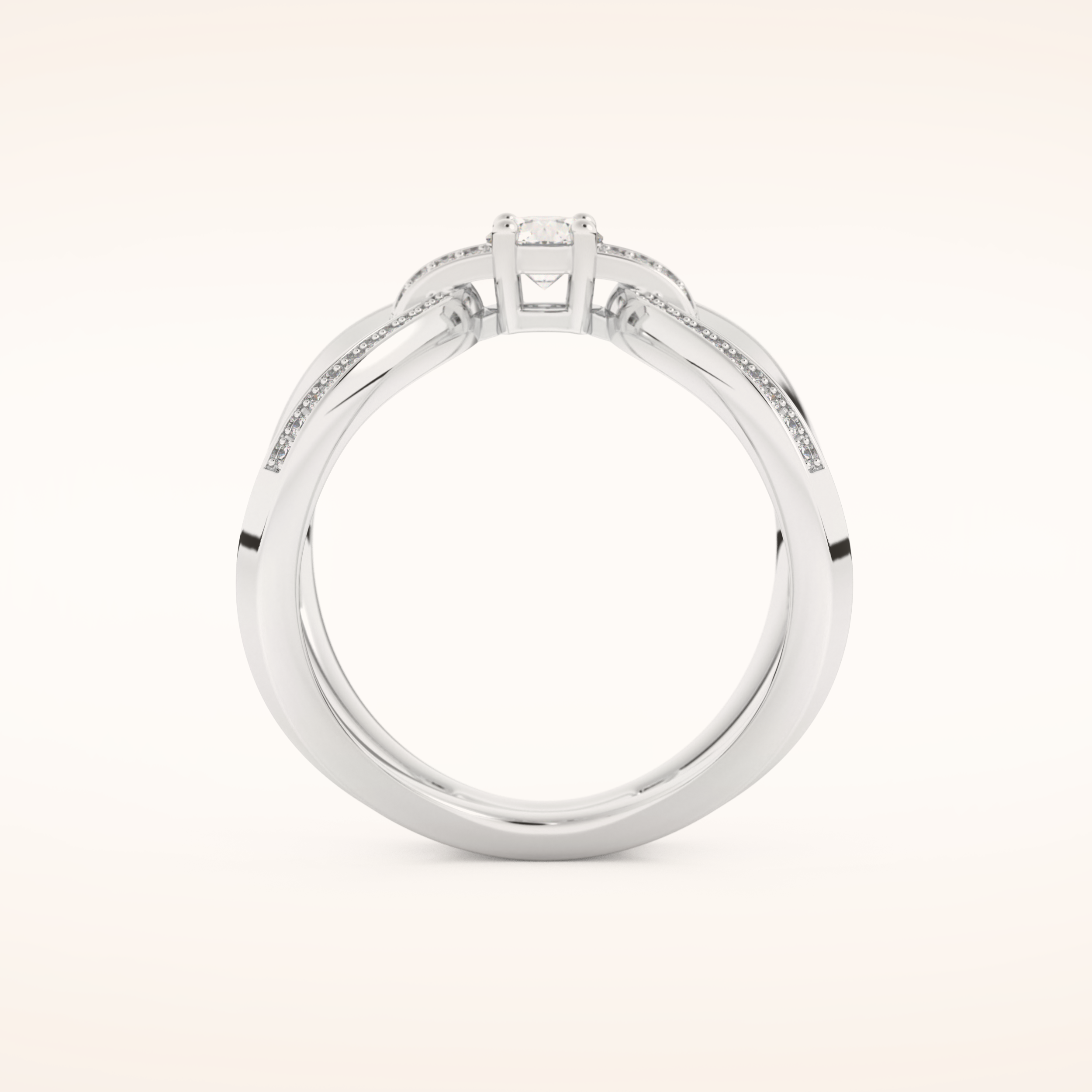 0.25 CT Round Shaped Double Curved Shank Moissanite Engagement Ring