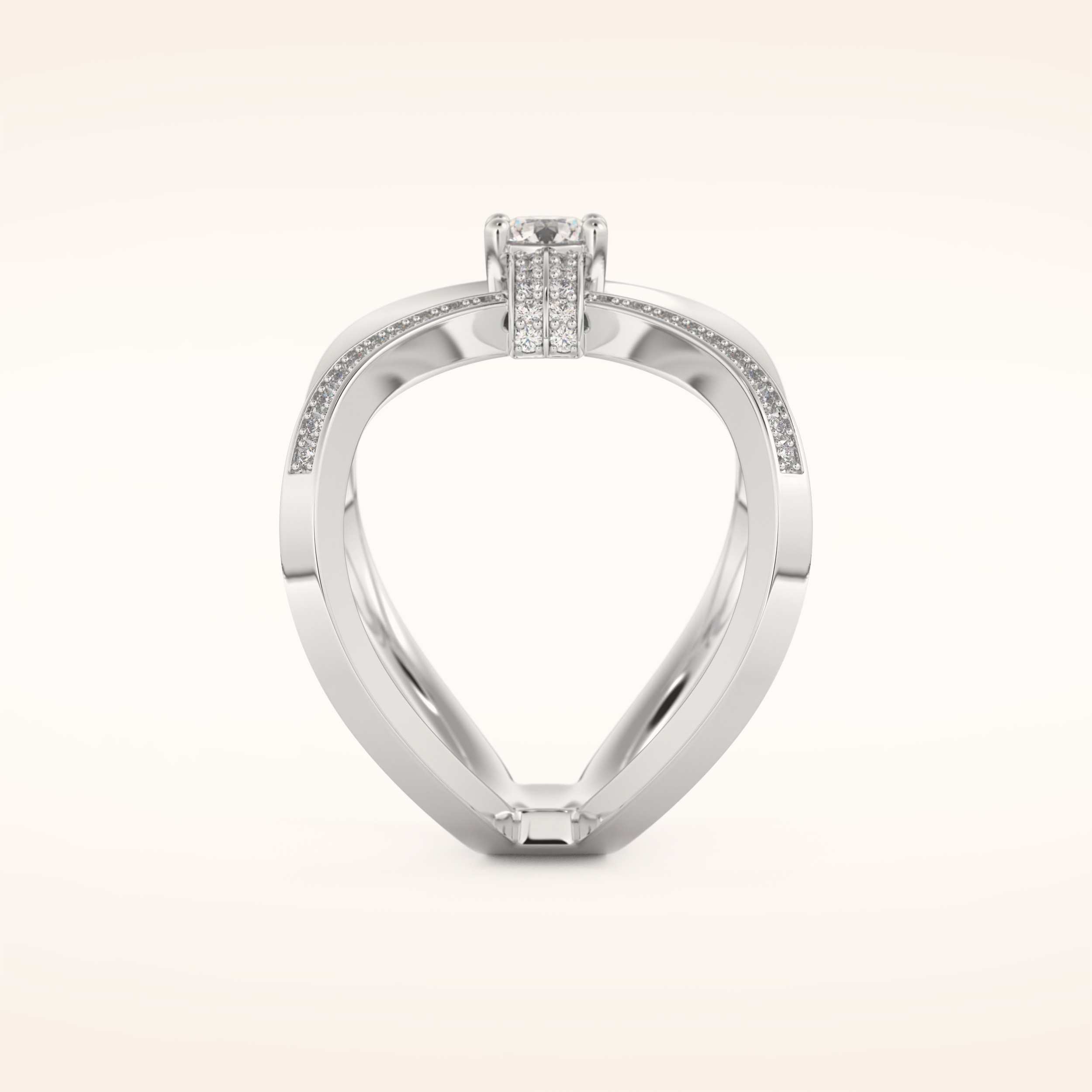 0.25 CT Round Shaped Double Curved Shank Moissanite Engagement Ring