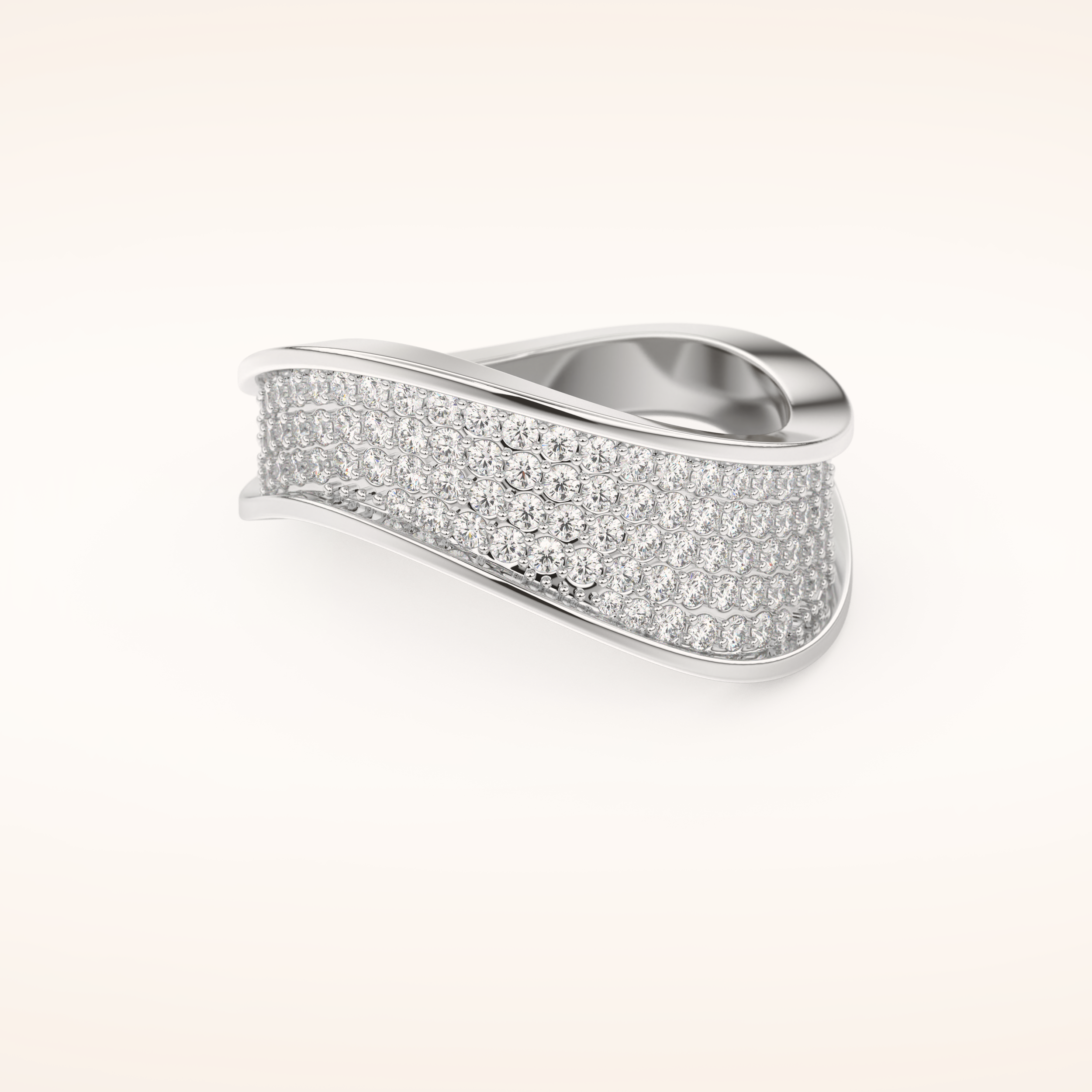 0.574 TCW Round Shaped Moissanite Multi Stone Curved Wedding Band