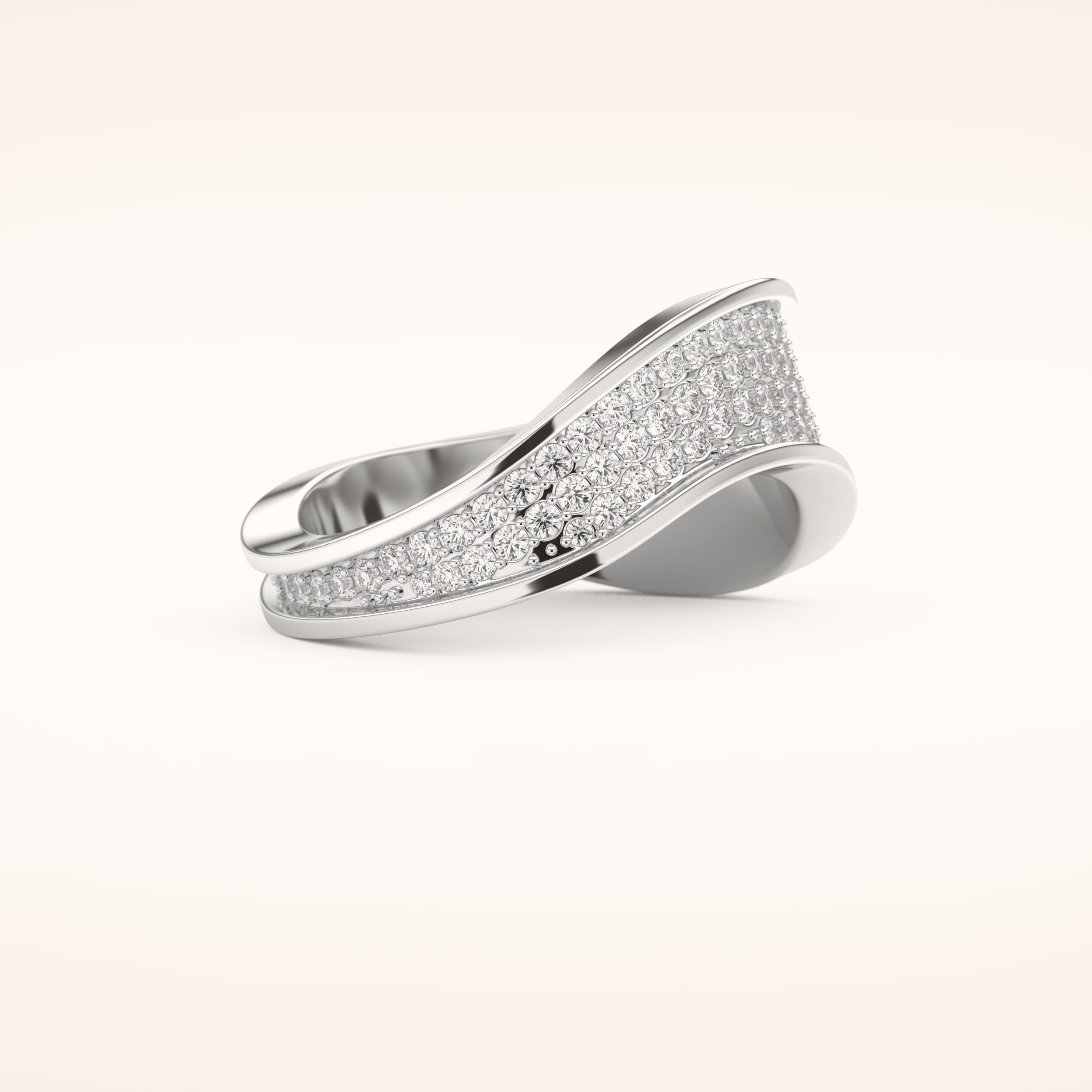 0.574 TCW Round Shaped Moissanite Multi Stone Curved Wedding Band